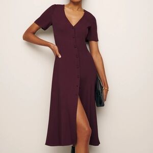Reformation Locklin Dress in Prune - Size 8